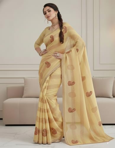Image of Yashika Women's Georgette Art Silk Bandhej Zari Work Embroidered Saree | Women Sari