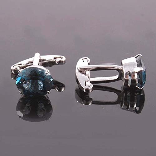 Silver London Blue Topaz Cufflink 7x9 mm Oval 2.5 Ct Natural London Blue Topaz Wedding Cufflinks Men Groomsmen Cufflink