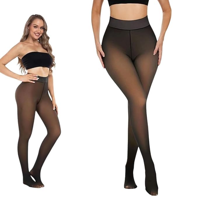 QMVESS Velvet Touch Thermal Tights for Women - Ultimate Warm Fleece Leggings for Women, Thermal Winter Fake Translucent Tights, Dualtone, Free Size Pcs (Multicolor)-picture-10