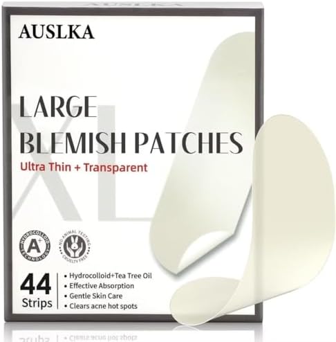 AUSLKA Blemishes Patches - 44 Strips, Hydrocolloid Dots - Large Blemishes Patch - Blemishes Stickers - Zit Breakouts - Suitable for Larger Area Outbreaks