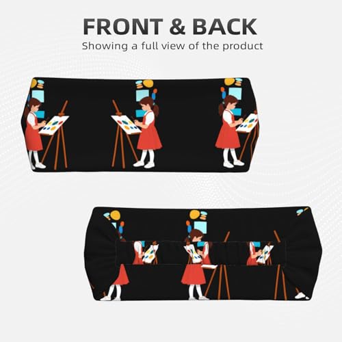 Elastic Sports Headband Hairband BROLEO Little girl drawing seriously Printing Quick Drying, Moisture Wicking2