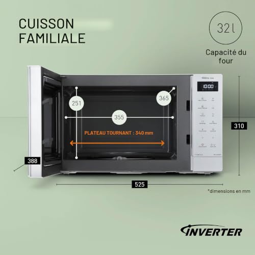 Micro ondes solo Inverter PANASONIC NN ST64QWEPG 32 20 programmes automatiques - vue 6
