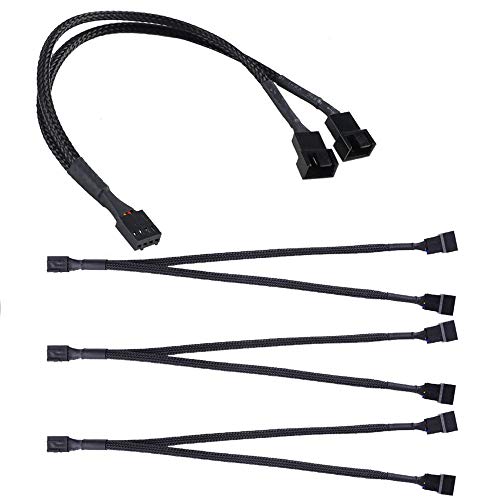 PWM Fan Cable, Dayree 4pcs Computer PC Fan Power Case Black Fan Splitter Cable 1 to 2 Converter for ATX Computer Case Cooling Fans