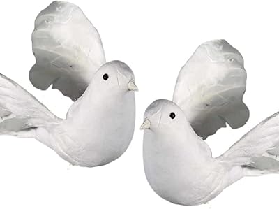 Factory Direct Craft Set of 2 Open Winged Artificial White Dove Birds | White Feather Doves are for Weddings, Christmas Decorations and DIY Crafts | Size: 11" L x 5-1/4" H