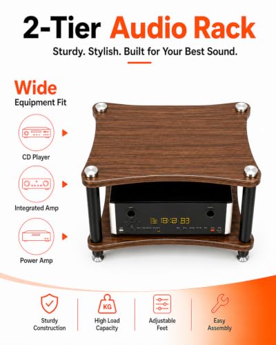 Soporte multimedia AV resistente y estante de componentes de audio con gran espacio para el hogar 6