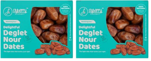 Image of Flyberry Gourmet Deglet Nour Dates (Khajoor /Khajur) 500g | 100% Natural | Rich in Calcium, Iron and Potassium | Instant Energy (Pack of 2)