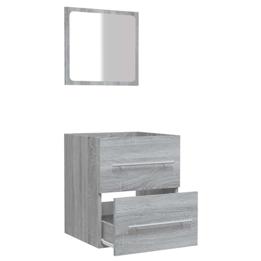 vidaXL Armario de Baño con Espejo Mueble Aseo Tocador Estante Inodoro Almacenamiento Maquillaje Decorativo Pared Familia Hogar Casa Gris Sonoma