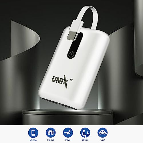 Image of UNIX UX-1515 10000mAh Power Bank | 35W PD Fast Charging | Compact Li-Polymer Battery with Digital Display & Built-in 4-in-1 Cables | Type-C, Lighting, USB-A Compatible for Android & iOS - White