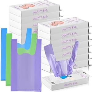 Tenceur 1800 Pcs Baby Disposable Diaper Sacks Bulk, Scented Diaper Bags with Easy Tie Handle Disposal Diaper Trash Bags Baby Poop Bags Waste Bag Refill for Travel