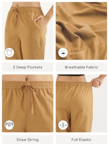 Image of SAADAA Cotton Straight Pants for Women | Breathable Everyday Wear Trousers | Drawstring, Deep Pockets & Elastic Waistband | Casual & Comfortable Fit