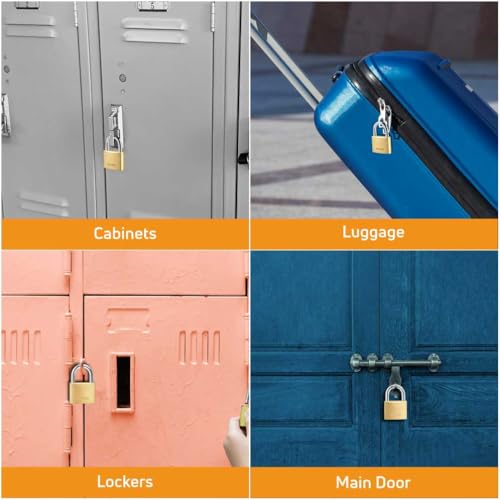 Image of AIDO by dormakaba Group 30mm Solid Brass Padlock | Lock for Luggage, Cabinets, Lockers, Toolboxes | 4 Brass Keys | Double Bolt | Hardened Shackle | Water Resistant | 2 Yr Warranty