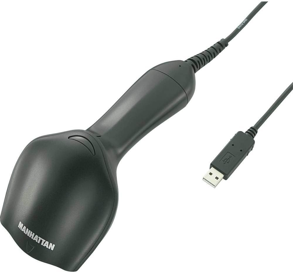 Manhattan Long Range CCD Handheld Barcode Scanner, USB, 500mm Scan Depth, Cable 1.5m, Max Ambient Light 30,000 lux (sunlight), Black, Box — image 1