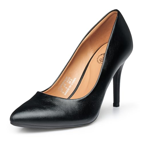 Trary Women’s High Heel Dress Pump Pointed Toe Shoe Classic Office Special Dressy Casua Wedding Pump Shoes Black Size 8