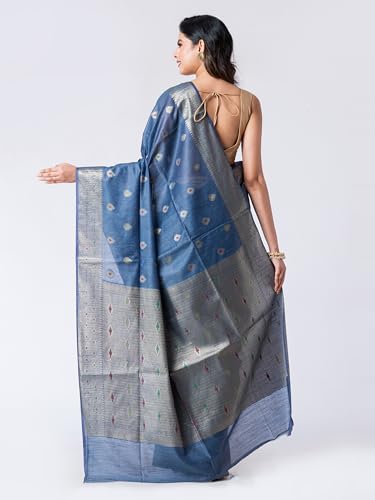 CXMAT blue tussar silk saree in tussar silk – image 2
