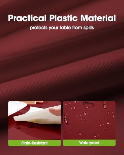 Image of Pureegg Plastic Table Cloth Disposable 10 Pack, 54 x 108 Inch Table Cloths, Party, Thanksgiving Decorations, Harvest, Fall Tablecloths, Rectangle, Maroon Plastic Cover, Leakproof & Sturdy, Burgundy