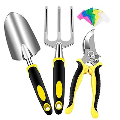 AGAKY Kit Herramientas Jardineria, 3 Pcs Herramientas de Jardín de Aluminio, Juego Herramientas Jardin con Podadora, Paleta, Trasplantadora