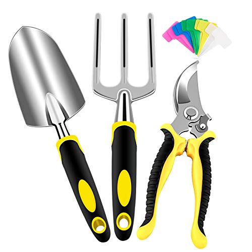 AGAKY Kit Herramientas Jardineria, 3 Pcs Herramientas de Jardín de Aluminio, Juego Herramientas Jardin con Podadora, Paleta, Trasplantadora