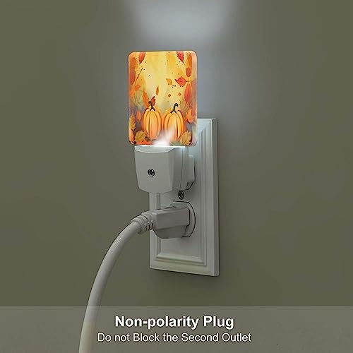 Image of Maple Pumpkins Fall LED Plug-in Night Lamp 2 Piece Set, Auto Sensor Nightlights Set of 2 for Bedroom Bathroom