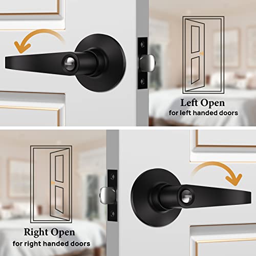 Vicmeon Privacy Lever Door Handle, Privacy Door Levers Interior, Keyless Handles Lock For Bedroom Or Bathroom, Reversible For Right & Left Side, Matte Black #TOP1