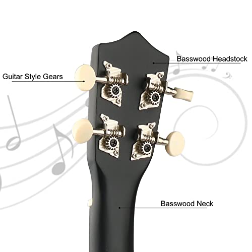 Image of LXS Soprano Ukulele Ukulele for Beginners - 21 inch Small Guitar Ukulele with Gig Bag, Standby String, Picks and Primary Tutorial (Black)