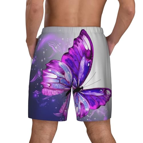 Short de bain pour homme violet à papillon et séchage rapide - 3