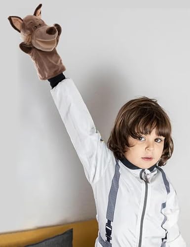 Gxdamxz Handpuppen Tiere Wolf & Hirsch, Plüschtiere Mund Kann Sich Öffnen, 2Pcs Hand Puppet, 2 Stück