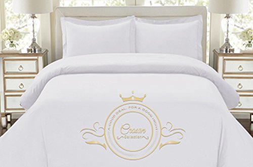 Funda de edredón de algodón egipcio para cama doble blanca que recrea un dormitorio de hotel 2