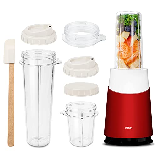 Tribest PB-420RD-A Personal Blender II, Small Blender for Shakes and Smoothies with BPA-Free Portable Blender Cups, Red