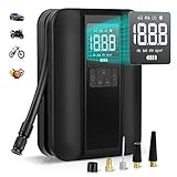 Compruebe y Controle la Presión de los Neumáticos - Compresor aire coche hay 4 modos de presión de aire diferentes que contienen PSI, BAR, KPA, KG / CM² y 5 modos de selección (automóvil, motocicleta, bicicleta, pelota, personalizado), puede configurar la unidad adecuada ajustando la tecla en la pantalla principal según diferentes necesidades. Una vez que la compresores de aire alcanza la presión preestablecida, se apagará automáticamente.