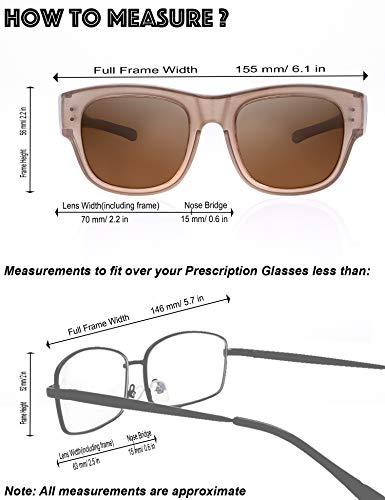 Image of The Fresh High Definition Polarized Wrap Around Shield Sunglasses for Glasses - Leather Eyeglasses Case