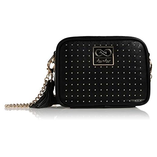 Chelsea + Cole for Itzy Ritzy Crossbody Diaper Bag - Includes 6 Pockets, Changing Pad & Tassel; Black with Sweetheart Print