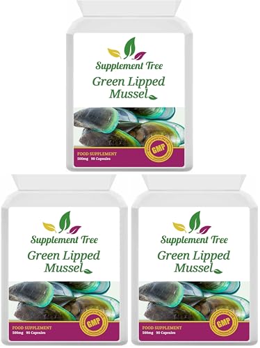 Image of Green Lipped Mussel 500mg 90 Capsules | New Zealand Sourced GLM Powder Supplement | Pure Non-GMO, Additives Free, Without Any Fillers or Binders | UK Manufactured (Pack of 3)