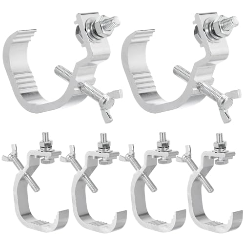 GLEAVI 6pcs Aluminum Stage Light Clamps Metal Truss Hooks for 30-52mm Tubes, Heavy Duty Spotlight Mounts for Moving Head and Truss Lighting Accessories