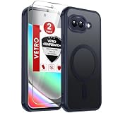 LeYi Cover Magnetica per Google Pixel 9A con 2 Pezzi Vetro Temperato, Custodia per Pixel 9a Traslucida Opaca Anti-Impronte Resistente ai Graffi Paraurti in TPU Antiurto Protettiva Case， Blu