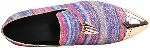Santimon Mens Loafers Moccasin Sparkling Leather Casual Metal Tip Smoking Slipper Dress Shoes Pink 11 | Image 2