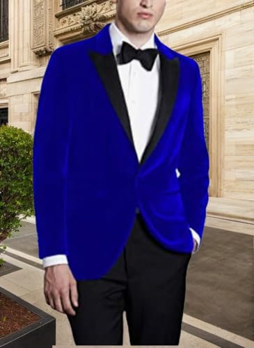 Mi Bo Tong Mens Velvet Blazer Jacket One Button Peak Lapel Prom Party Blazer Dinner Jacket for Men3