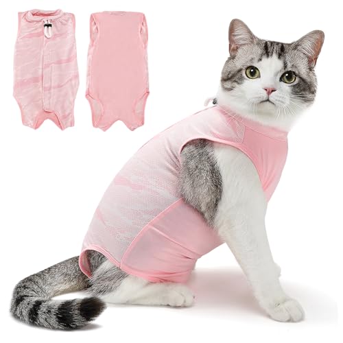 SlowTon Cat Surgery Recovery Suit - Hair Resistant Kitten Onesie for Cats After Surgery, Cone E Collar Alternative for Female Male Cats, Surgical Spay Recovery Suit for Abdominal Wound Skin Diseases