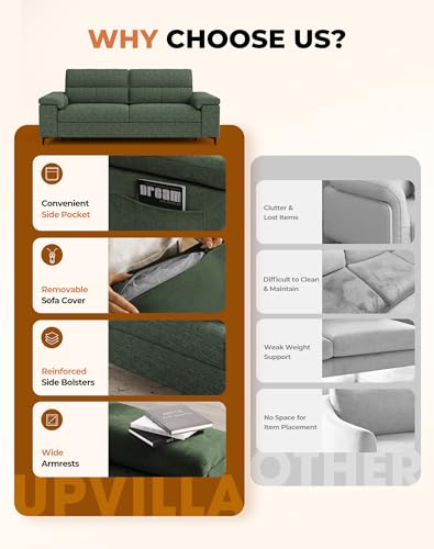 Image of Upvilla 88.97 inch Modern Sofa Couch Deep Seat Sofa for Living Room(Green)