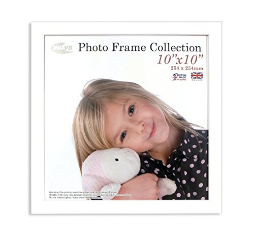 Inov8 British Made Real Wood Picture/Photo Frame 10x10" Inch(25x25cm) - Auckland 20mm Pine White