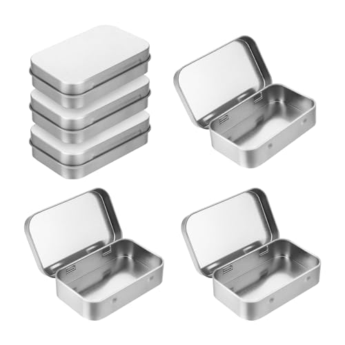 6 Stück Blechdose mit Deckel Metalldosen mit Deckel Kleine Box mit Deckel Metalldose Klein Metallbox mit Deckel 9,5 x 6 x 2,2 cm Geeignet für Süßigkeiten, Schmuck, Schlüssel, Münzen (Silber)