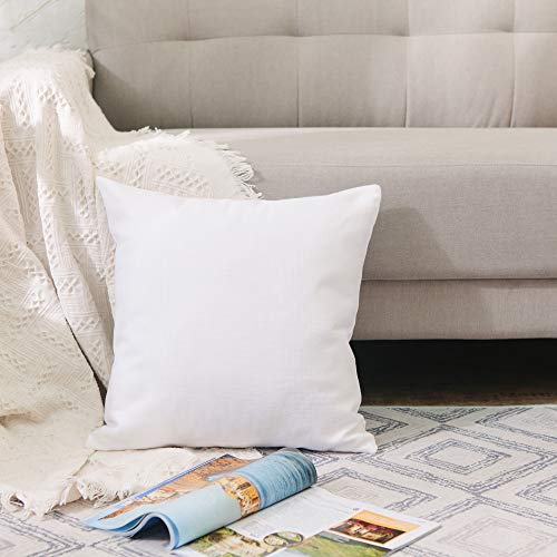 Natus Weaver White Pillow Case Faux Linen Square Euro Decorative Big Size Throw Cushion Cover Oversize Pillowcase With Smooth Hidden Zipper For Sofa Bed 26" X 26" 2 Piece #TOP1