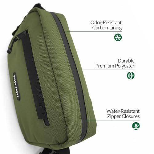 Cross-body and Shoulder Bag for Unisex Carbon Lined for Hiking, Outdoors, Gym, Festival, Carnival, and Travel, Green4