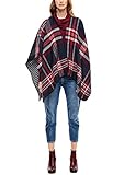 one size fits all ruffled poncho  s.Oliver Damen 39.910.50.5923 Stola, Blau (Blue Check 59n2), One Size (Herstellergröße: 1)