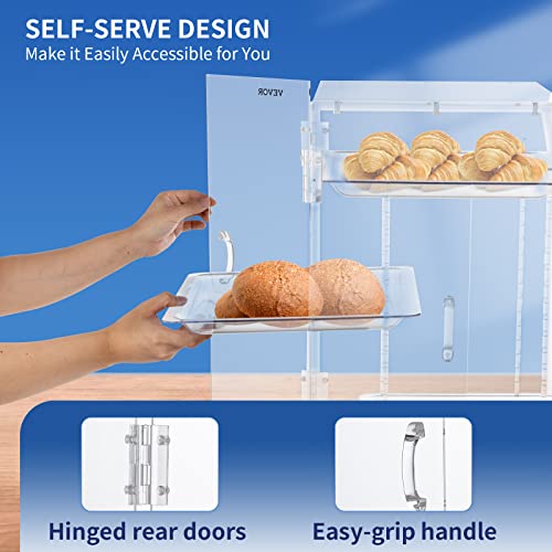 Vevor Pastry Display Case, 3-Tier Removable Shelves Bakery Display Case, Clear Acrylic 21.7" X 15.7" X 15.7" Donut Display Box W/Rear Door Access, Counter Case Keep Fresh For Donut Bagels Cake Cookie #TOP4