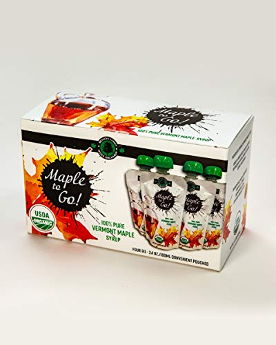 Maple To Go! - Pure Organic Vermont Maple Syrup Packets - Small Maple Syrup Bottles With Resealable Twist Cap| Ideal For Hiking, Camping, Traveling And Kitchen Use - Pack Of 4 #TOP26