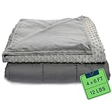 Quility Weighted Blanket for Kids & Toddlers - 12 LB Twin Size Kids Weighted Blanket for Cooling & Heating - 100% Cotton Blanket w/Glass Beads, Machine Washable - 48'x72', Grey