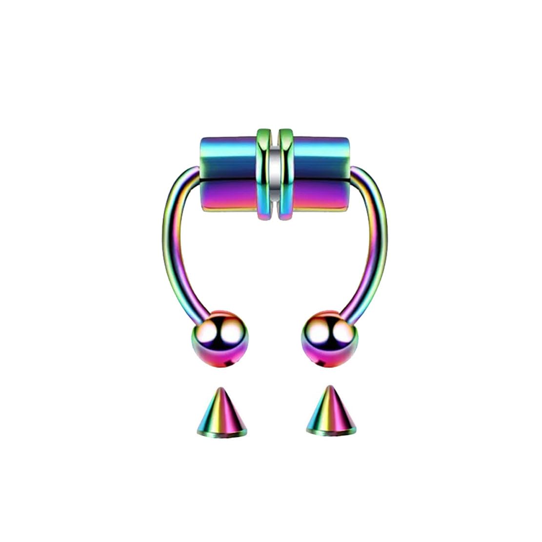 Womens Rainbow Magnetic Septum Cartilage Non Piercing Ring: SRFAJW/A265-image-32