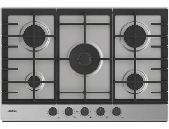 ROSIERES Plaque gaz RHG75WC5X, largeur 75 cm, 5 foyers, Thermocouple