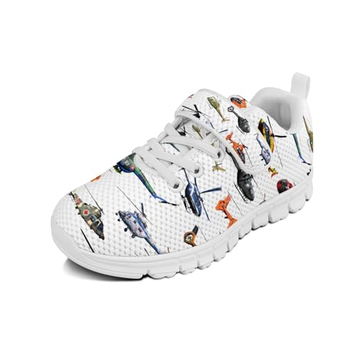 XDMXY Helicopter Boys Sneakers Lightweight Kids Tennis Running Shoes Comfortable Breathable Single-Buckle Sneaker for Girls Boys