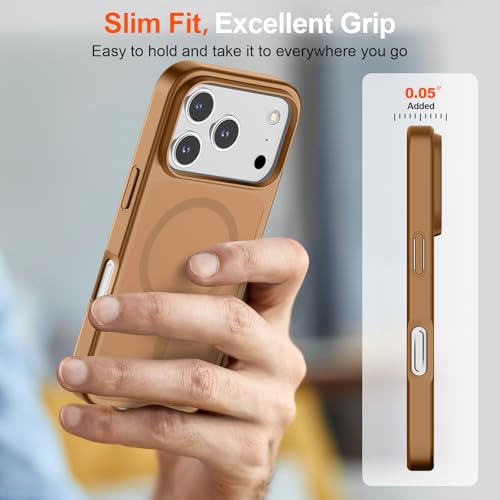 Image of SUPFINE Magnetic for iPhone 17 Pro Max Case (Compatible with MagSafe)(Military Grade Drop Protection) Translucent Matte Shockproof with Anti-Fingerprint Phone Cover,Brown